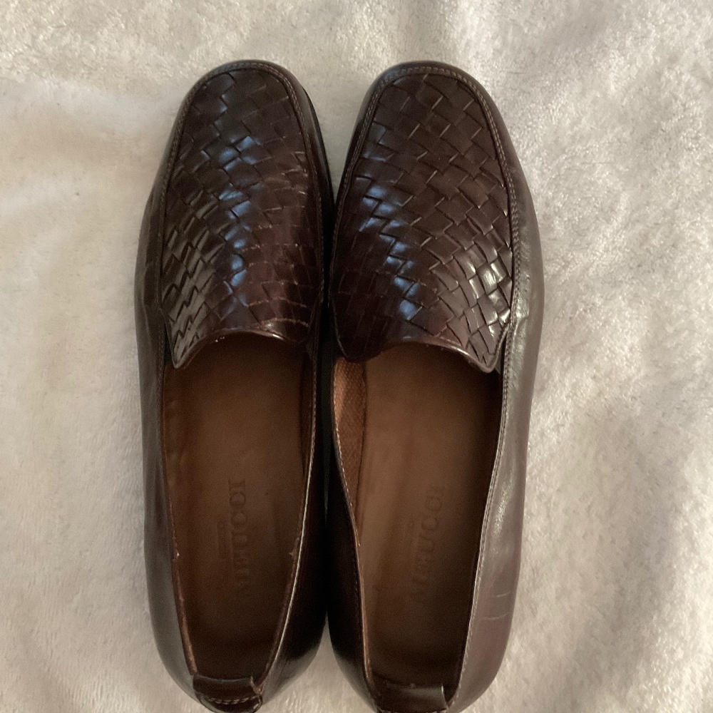 Sesto  Meucci brown woven leather loafer